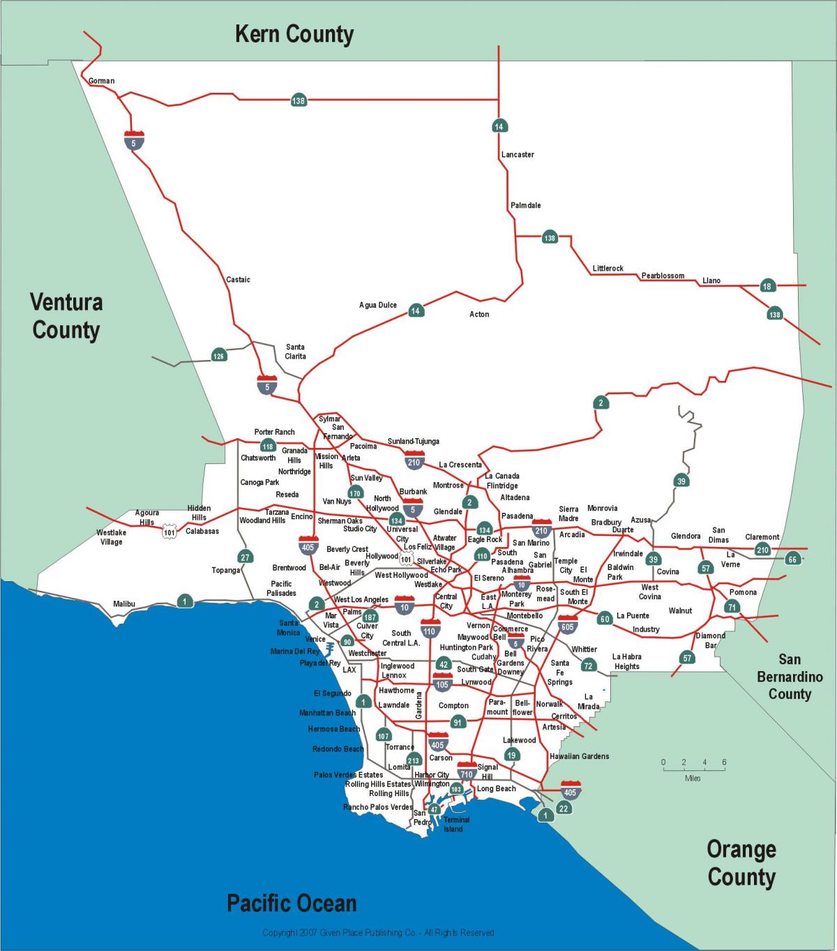 Los Angeles autostrad mapie