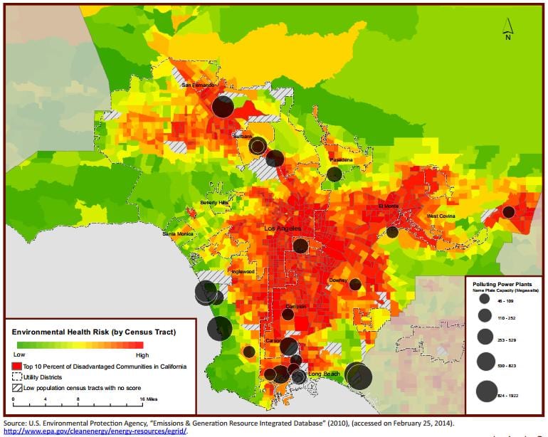 mapa Los Angeles jakości powietrza