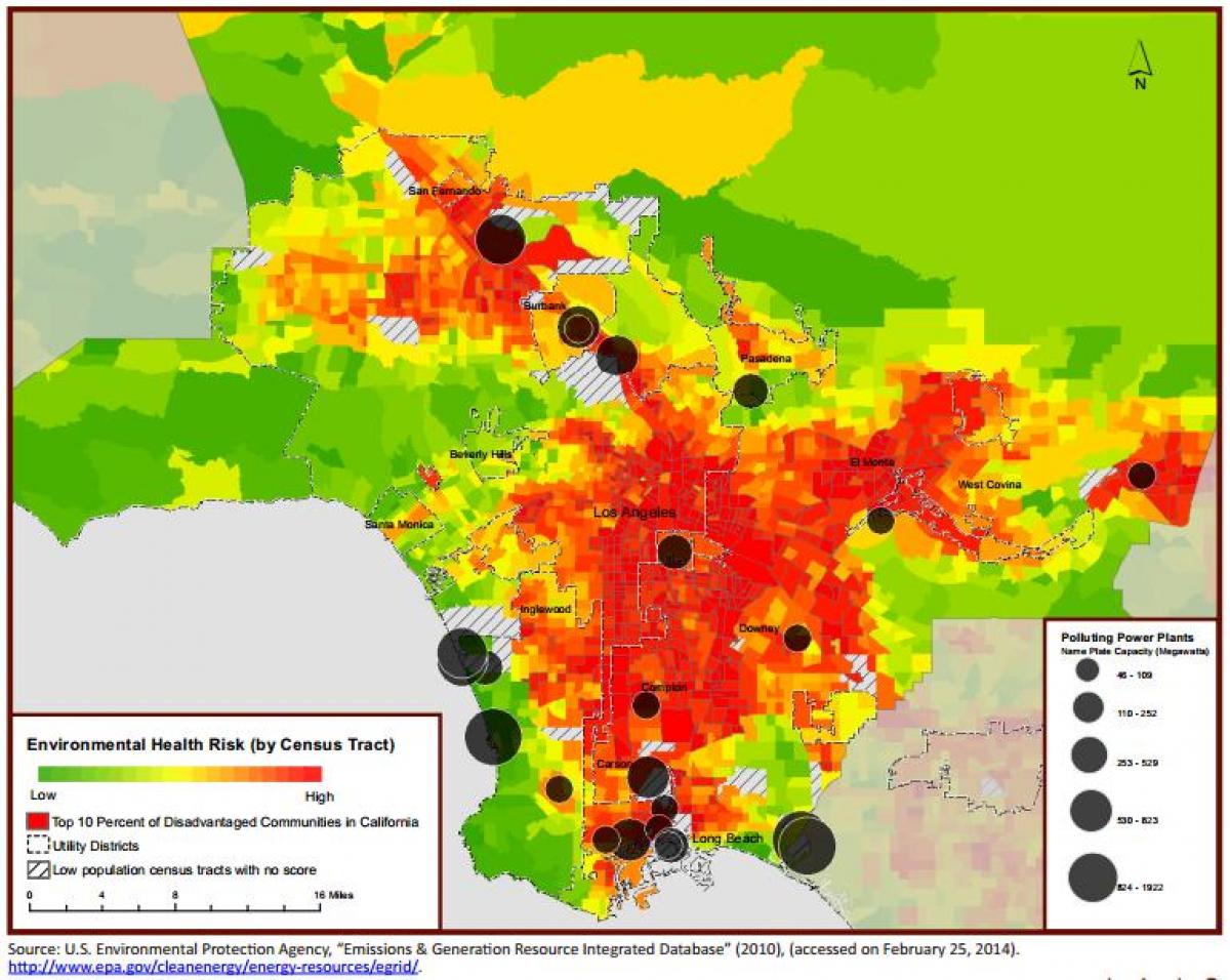 mapa Los Angeles jakości powietrza 