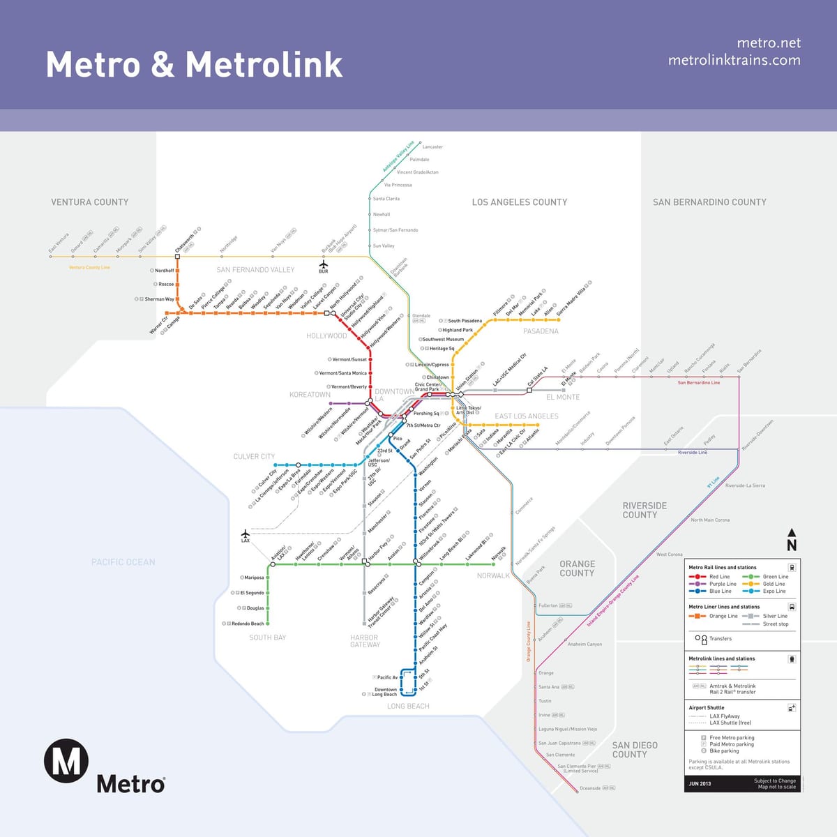 mapa metra w Los Angeles