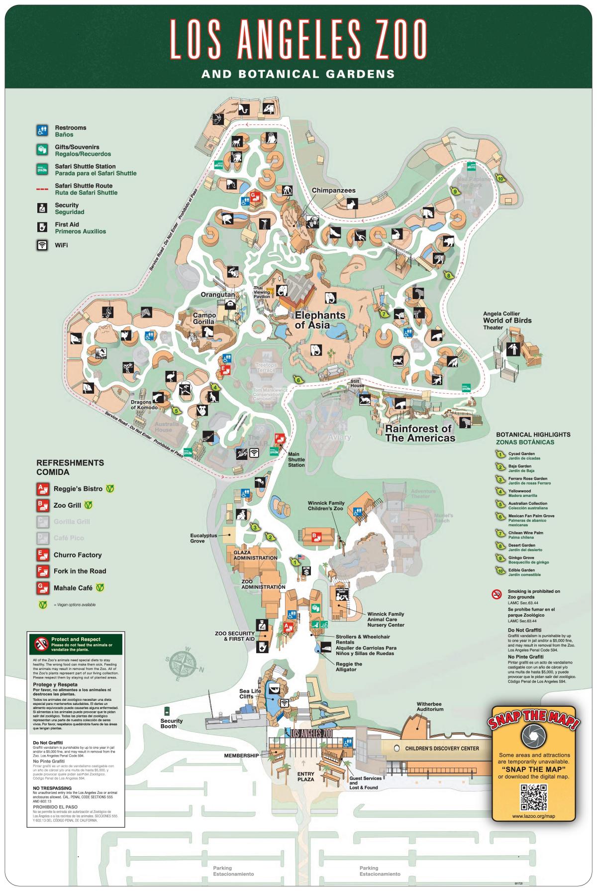Los Angeles mapa zoo 