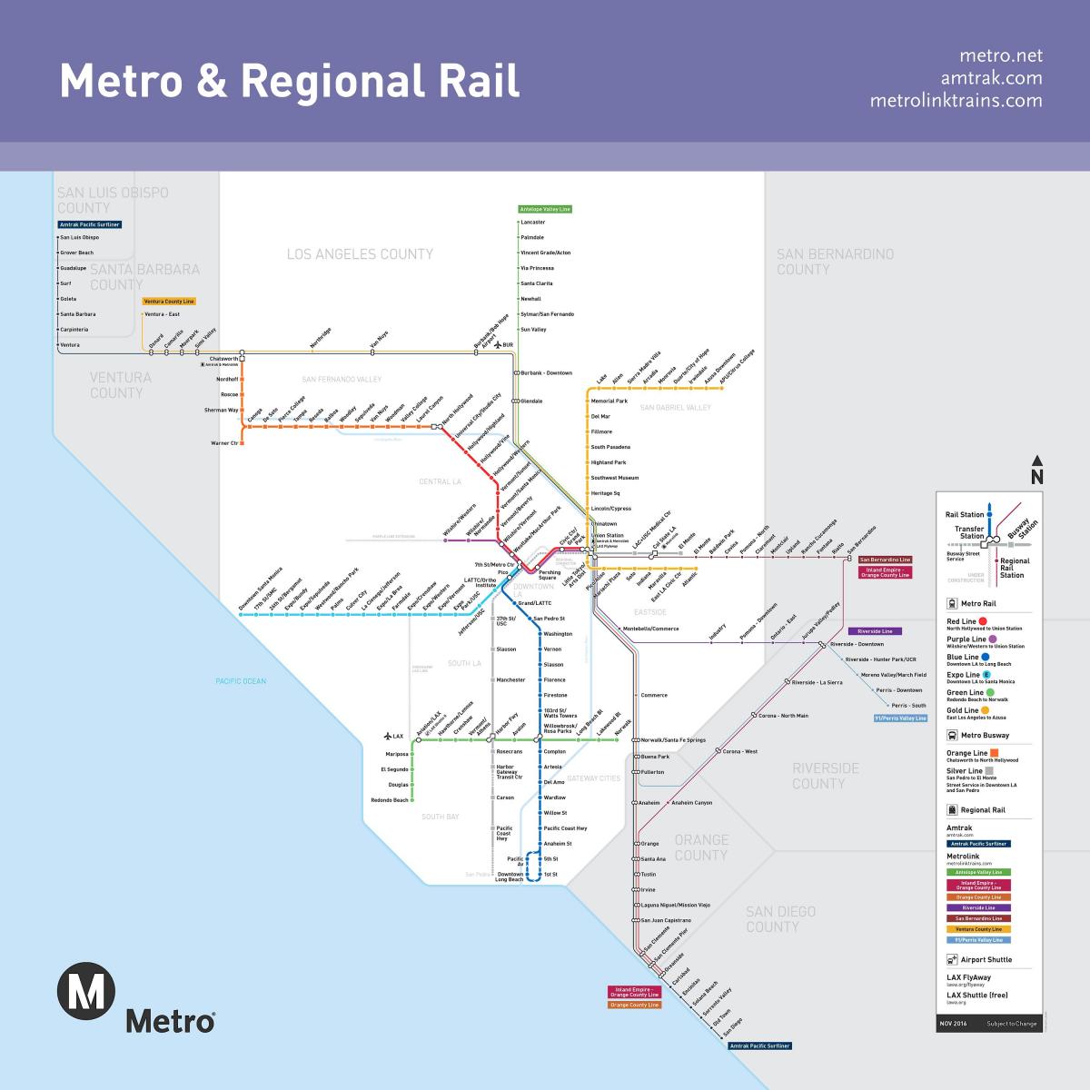 Los Angeles dworzec mapie