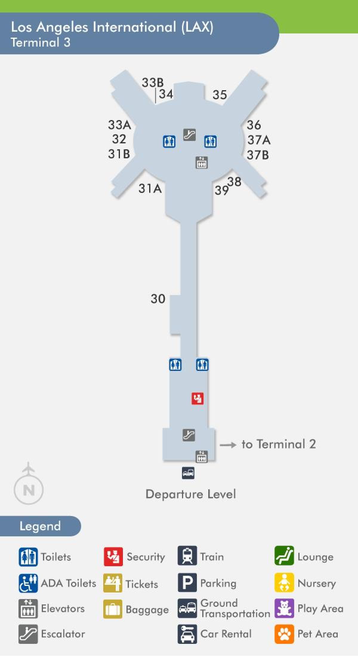 mapa LAX terminalu 3