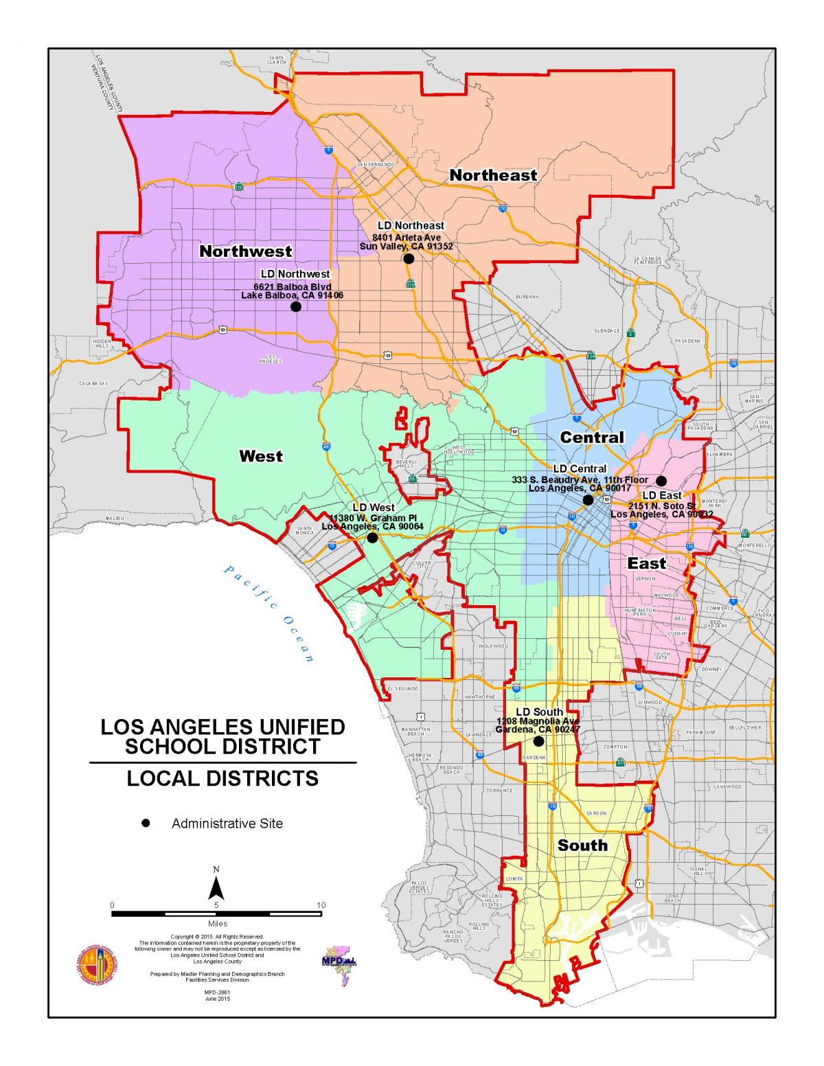 Los Angeles County szkolny na mapie