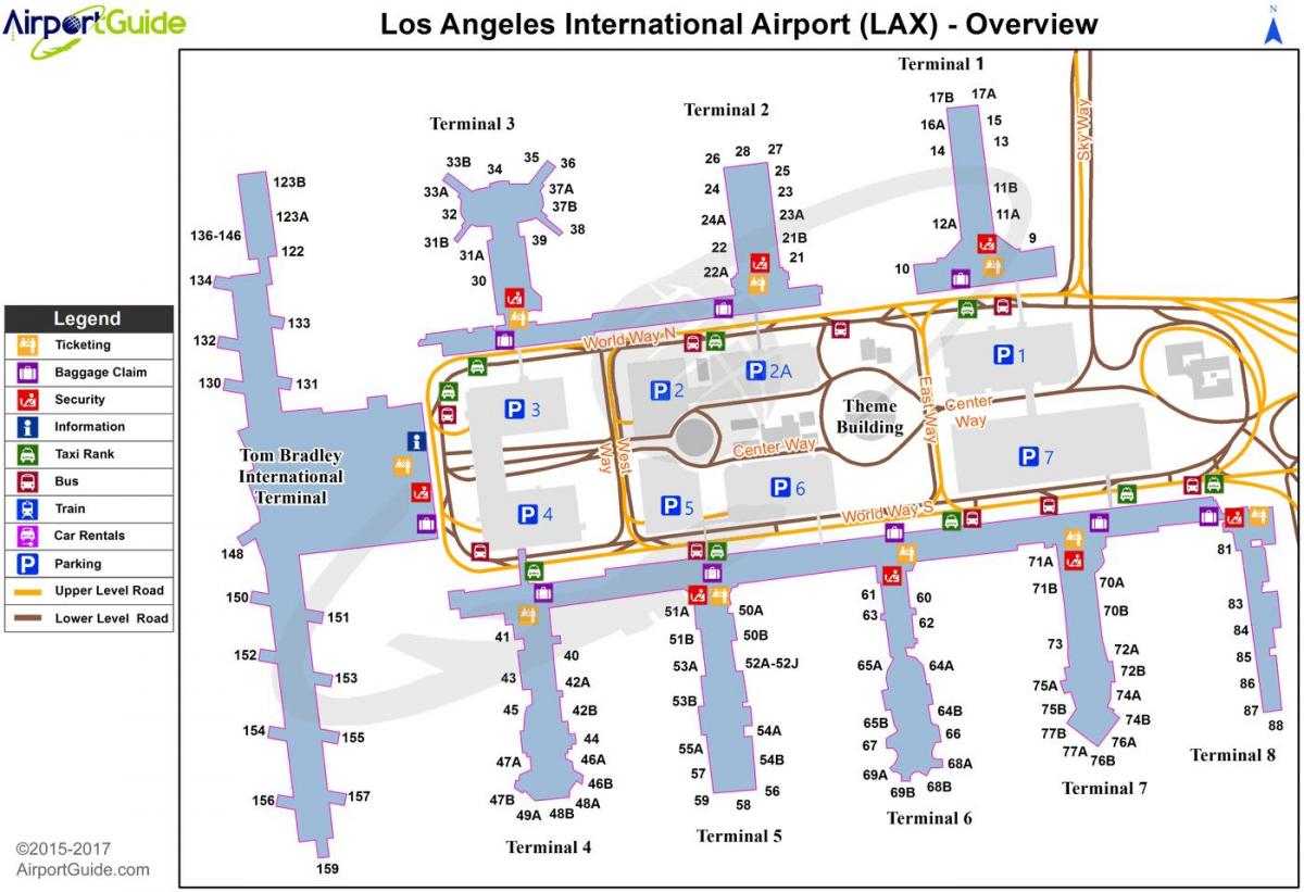 LAX terminalu lotniska mapie