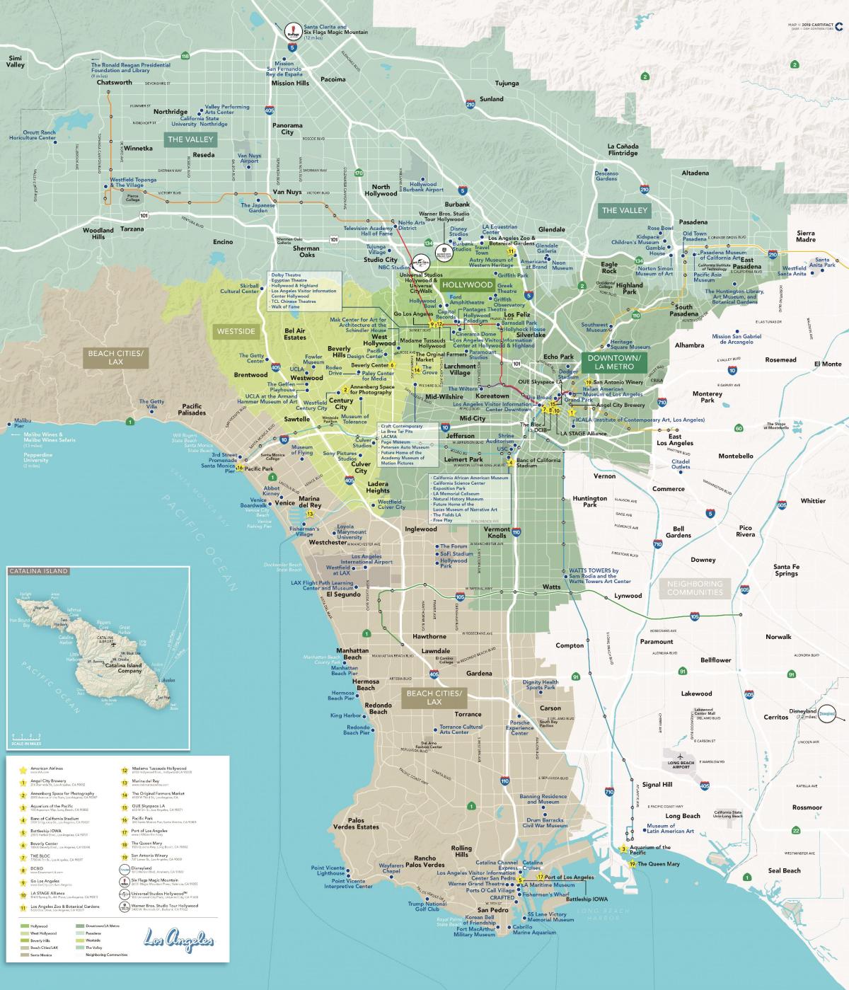 mapa Los Angeles zabytki