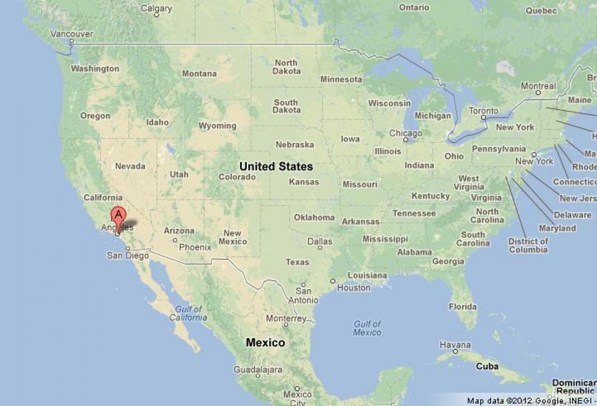 Los Angeles na mapie USA 