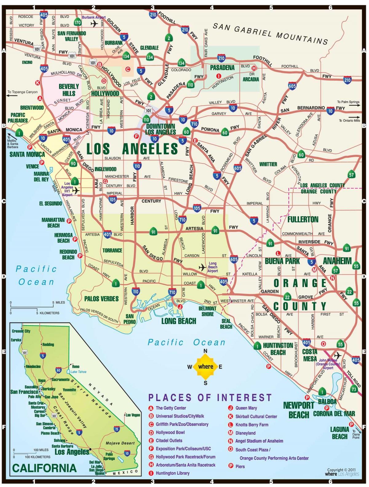 mapa Los Angeles i okolic