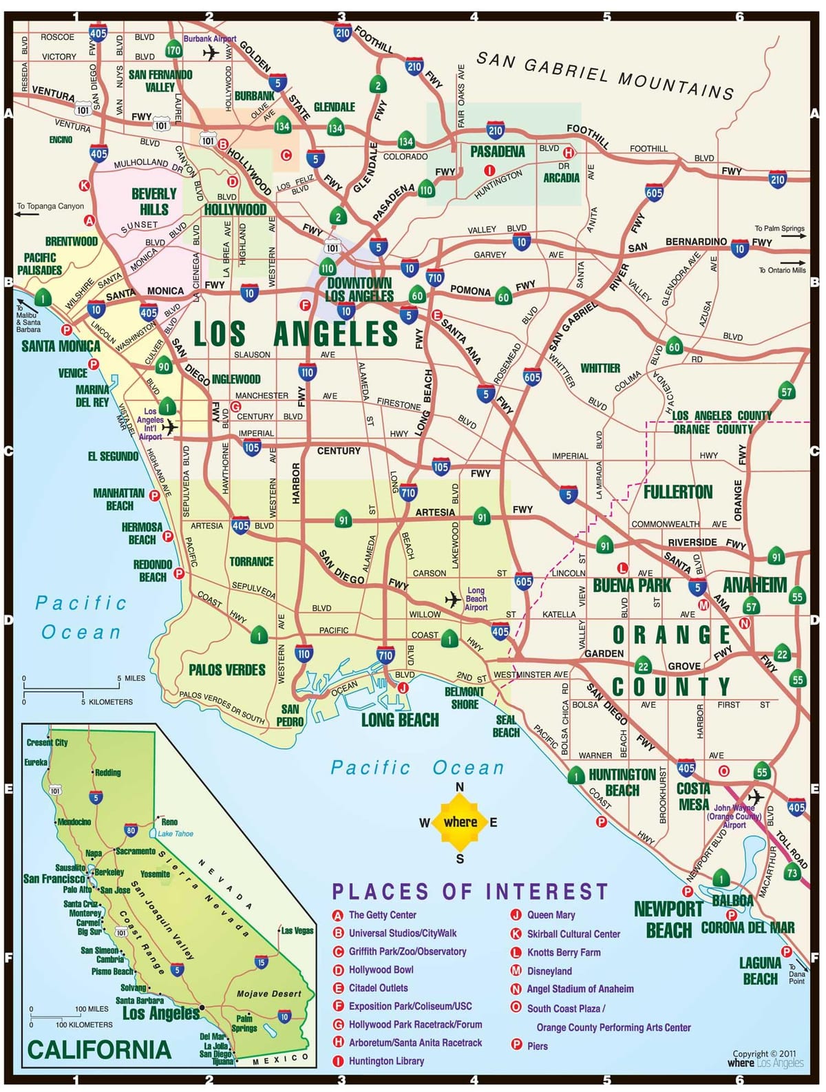 mapa płatnych dróg w Los Angeles 