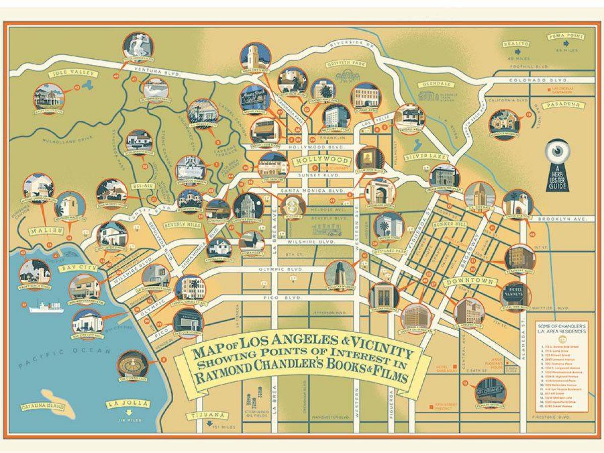 mapa Raymond Chandler w Los Angeles