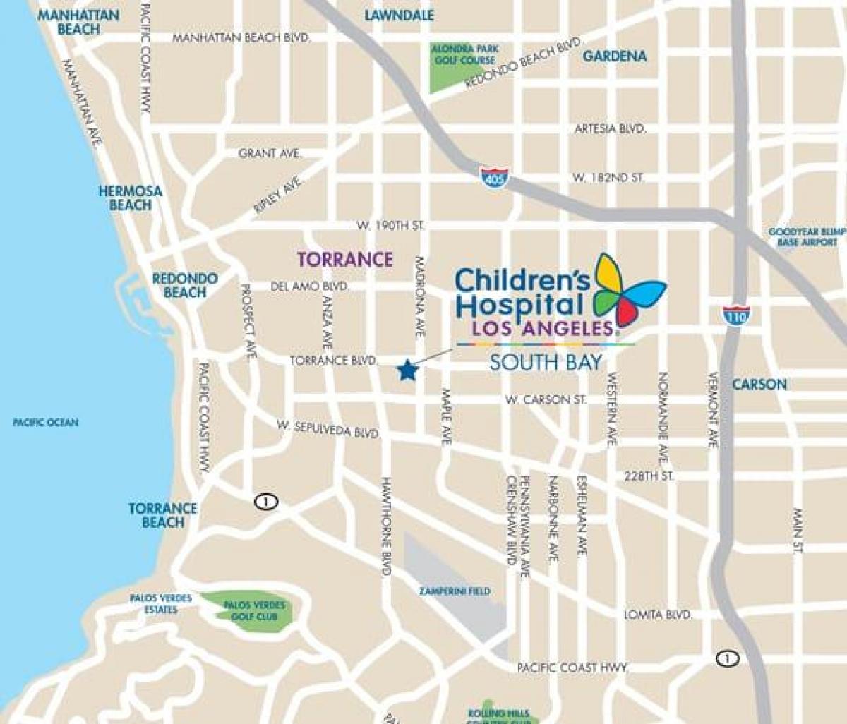 mapa szpital dziecięcy Los Angeles