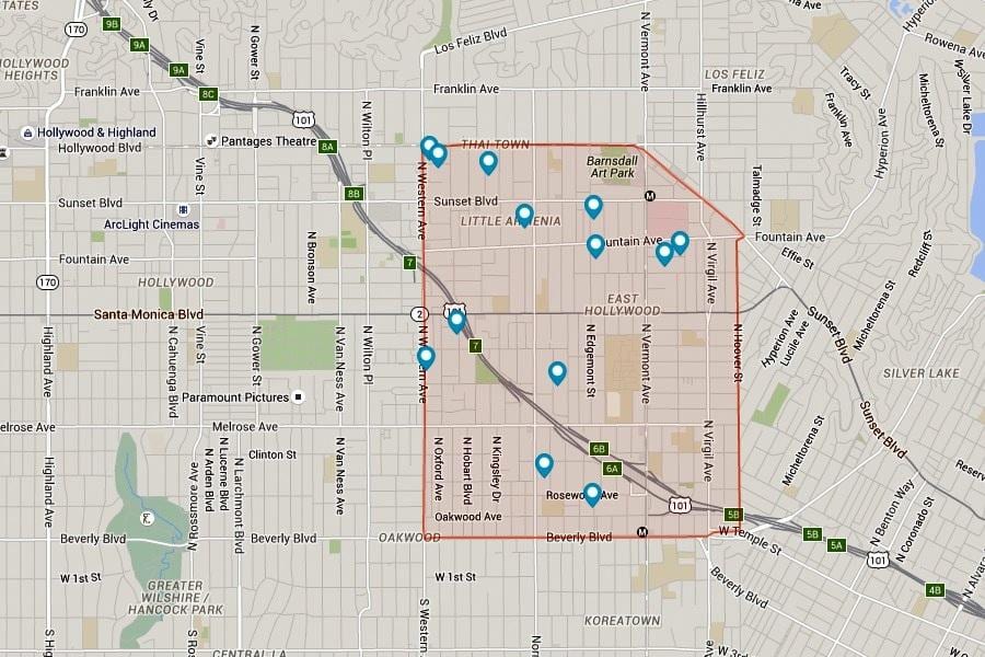 mapę tajskiego miasta Los Angeles