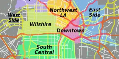 Mapa centrum Los Angeles