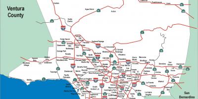 Los Angeles autostrad mapie