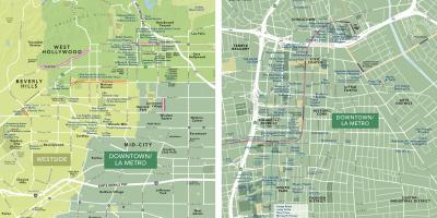 Mapa centrum miasta Los Angeles zabytki