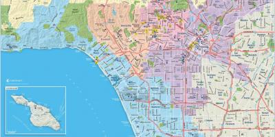 Mapa duża mapa Los Angeles