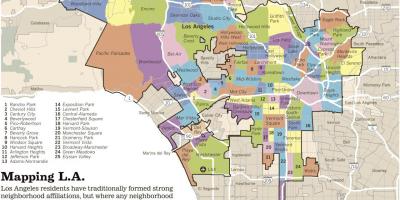 Mapa dzielnicy dzielnice Los Angeles 