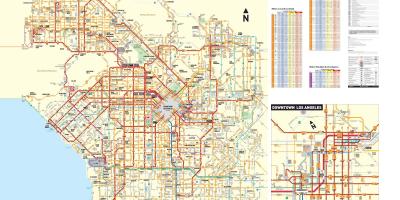 Linie autobusowe w Los Angeles mapę