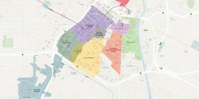 Mapa centrum miasta Los Angeles obszary 