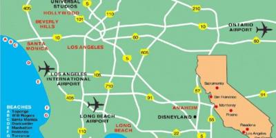 Lotniska w Los Angeles na mapie
