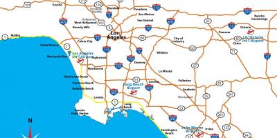 Mapa Kalifornii lotniska w pobliżu Los Angeles