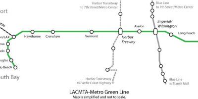 Metro linia zielona na mapie Los Angeles