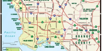 Mapa płatnych dróg w Los Angeles 
