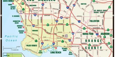 Mapa płatnych dróg w Los Angeles 