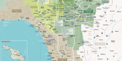 Szczegółowa mapa Los Angeles, Ca